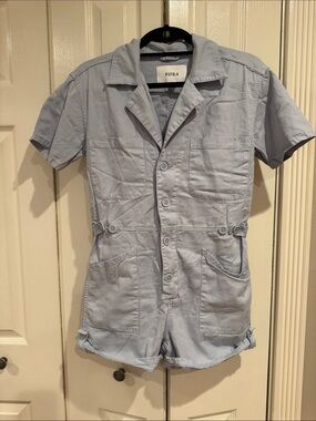 pistola Pale Blue Short Sleeve Utility Romper